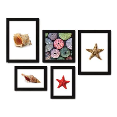 Imagem de Kit Com 5 Quadros Decorativos - Mar Concha Estrela do Mar - 039kq01p