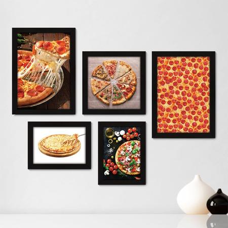 Imagem de Kit Com 5 Quadros Decorativos - Pizza Pizzaria Cozinha - 138kq01p