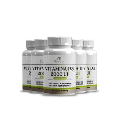 Imagem de Kit com 5 vitaminas d3 2000ui belnut 60 caps softgel 500mg
