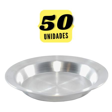 Imagem de Kit Com 50 Pratos Merenda Escolar Aluminio Reforçado N 22 Jogo Almoço Jantar Bares Restaurantes