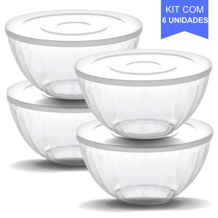 Imagem de Kit Com 6 Pote Tigela Bowl Canelatta Cristal 4,8 Litros