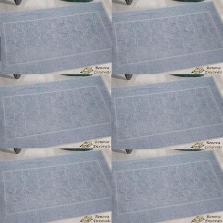 Imagem de Kit com 6 Toalha de Piso para Banheiro Tapete Atoalhado para Chão Geométrico - 100% Algodão - 44 x 66 cm