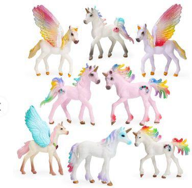 Imagem de KIT com 6 Unicornios de Brinquedo Tamanho Variados e Coloridos