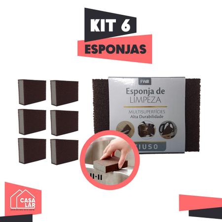 Imagem de Kit Com 6 Unidades Esponja Limpeza Pesada Mágica Limpa Forno Panelas Inox Removedor Ferrugem