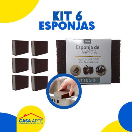 Imagem de Kit Com 6 Unidades Esponja Limpeza Pesada Mágica Limpa Forno Panelas Inox Removedor Ferrugem