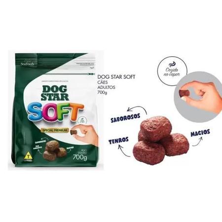 Imagem de Kit com 8 Ração para Cães Dog Star Soft Macio 700gr (Sem Corante)