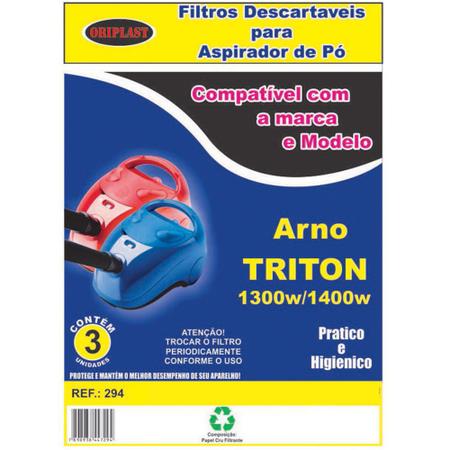 Imagem de Kit Com 9 Sacos Descartáveis Aspirador De Pó Arno Triton 1300 1400
