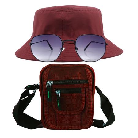 Imagem de Kit Com Chapéu Bucket, Bolsa Pochete Shoulder E Oculos De Sol - MD-04