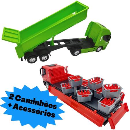Kit Com Duas Unidades - 1 Caminhão Basculante + 1 Caminhão De Bebidas  Brinquedo Infantil - Usual Brinquedos - Caminhões, Motos e Ônibus de  Brinquedo - Magazine Luiza
