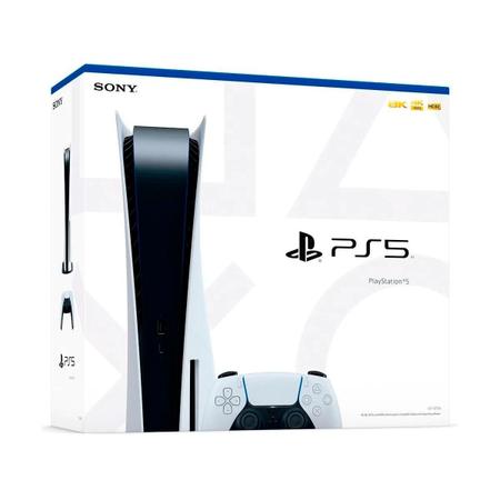 Imagem de Kit com Playstation 5 Edição Digital + Controle Dual Sense PS5, Branco + Garrafa Térmica Inox Goldentec 500 ml base emborrachada Azul marinho