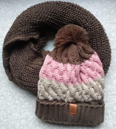 Imagem de Kit Com Touca E Gola De Lã Feminina Inverno Gorro Cachecol