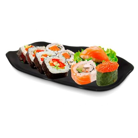 Imagem de Kit com Uma Travessa Folha + Molheira + Tigela 300 Ml + Um Prato de 18 Cm para Comida Japonesa  Bestfer 