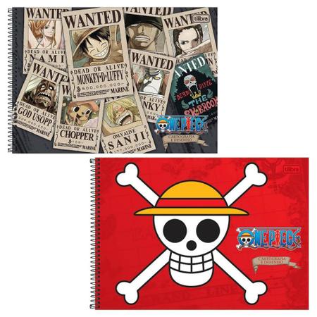 Kit Combo 2 Cadernos De Desenho Capa Dura One Piece Anime 80