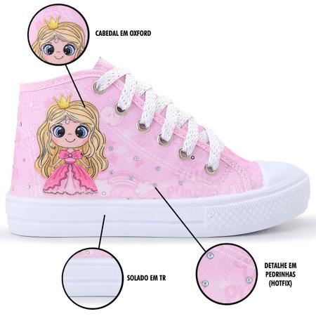 Imagem de Kit Combo 2 Pares Tênis Infantil Princesa Feminino Botinha 76