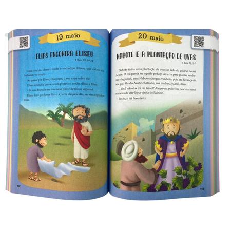 Imagem de Kit Combo com 2 Livros Bíblicos 1 365 historias bíblicas e 1 Bíblia Infantil Ilustrada Brochura