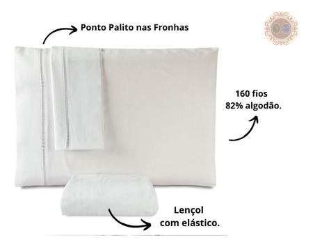 Imagem de Kit Combo Lençol E Saia Para Cama Box Casal Padrão 4 Peças Branco