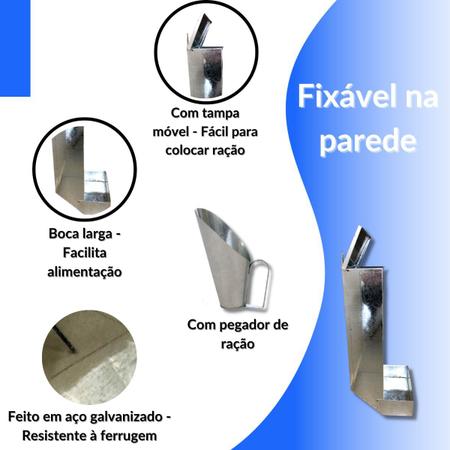 Imagem de Kit Comedouro Automático Cães 10 KG Elevado Alto Com Pegador de Ração