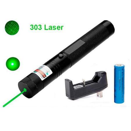 Imagem de Kit Completo Caneta Laser Pointer Verde 35Km 7500Mw Potente