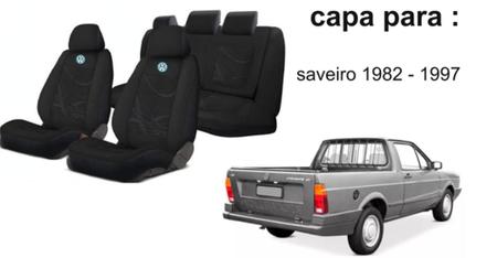 Imagem de Kit Completo: Capas de Bancos Saveiro 1982-1997 + Capa de Volante + Chaveiro VW