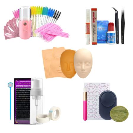 Kit Completo Para Alongamento de Cílios + Boneca de Treino