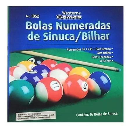 Jogo Bolas De Bilhar Sinuca Numeradas 50mm Snooker - Billiard - Bolas de  Sinuca / Bilhar - Magazine Luiza