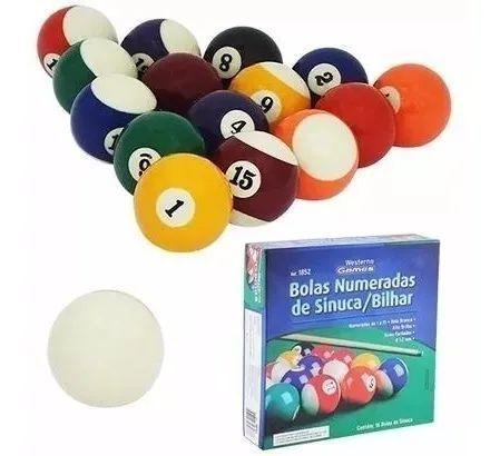 Kit Completo Jogo De Bola De Sinuca Snooker Bilhar 52mm C/16 Pcs Fachada E  Numeradas