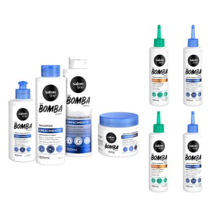 Imagem de Kit Completo Shampoo Bomba Com 8 Itens Sos Salon Line