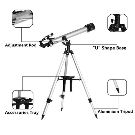 Imagem de Kit completo telescopio 60cm profissional lentes luneta refrator 525x tripe telescopio astronomico