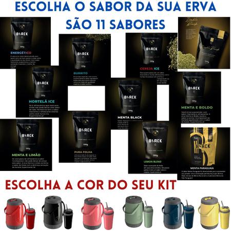 Imagem de Kit Completo Tereré Garrafa Pávia Copo Térmico Com Bomba Inox Unitermi + Black Erva Mate Escolha