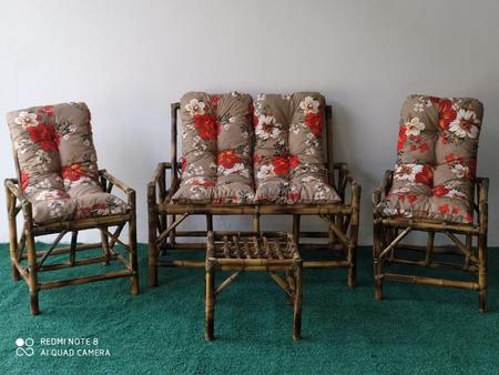 Imagem de Kit Completo Vime Bambu Sofá Poltronas Cadeiras De Fábrica