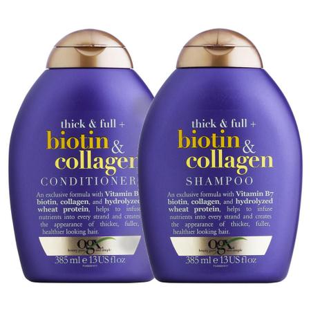 Imagem de Kit Condicionador OGX Biotin & Collagen 385ml + Shampoo OGX Biotin & Collagen 385ml