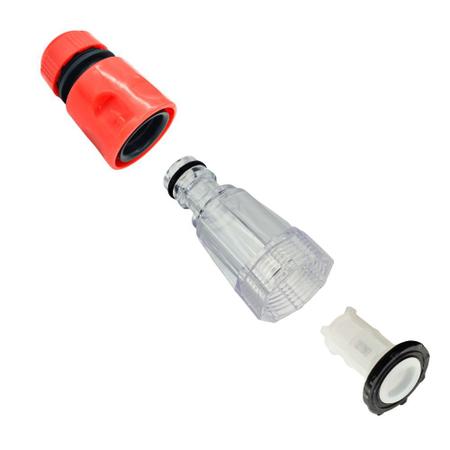 Imagem de Kit Conector Transparente com Filtro e Engate Rapido Vermelho Compatível com Lavajato Branco BL1500C