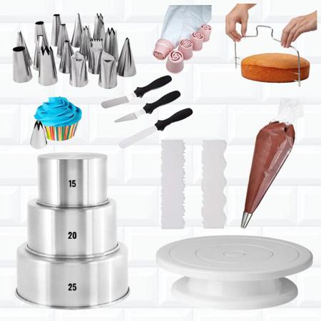 Kit Jogo De Bico Para Confeitar Bolo Inox 16 Peças + Bailarina