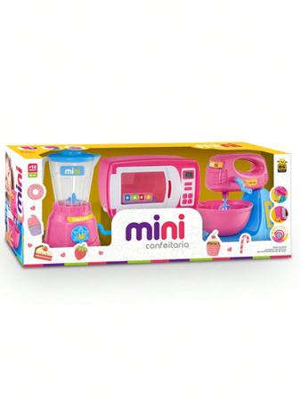 Imagem de Kit Confeiteiro Cozinha Brinquedos Infantil Microondas Liquidificador Batedeira Colorida