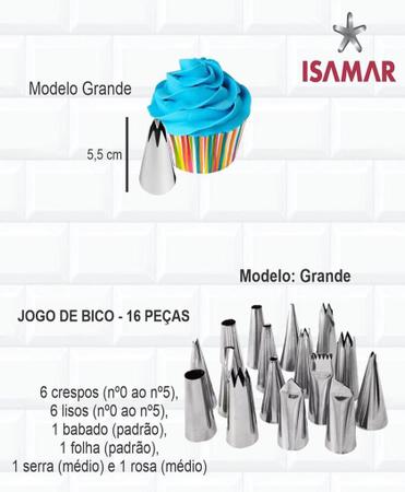 Kit Jogo De Bico Para Confeitar Bolo Inox 16 Peças + Bailarina