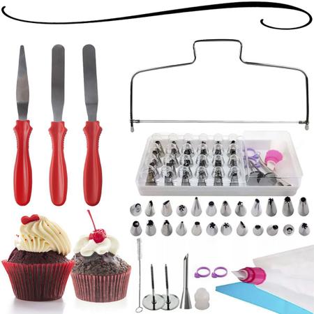 Kit Jogo De Bicos Inox E Saco Com 35 Peças Confeitar Bolo Profissional