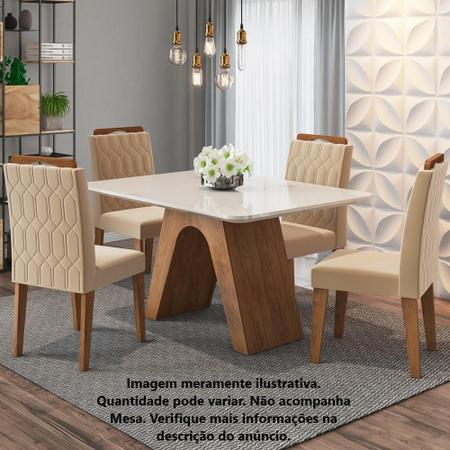 Imagem de Kit Conjunto 2 Cadeiras Sala de Jantar Paola em MDF Assento Estofado Cozinha Moderna Marrom Cinza