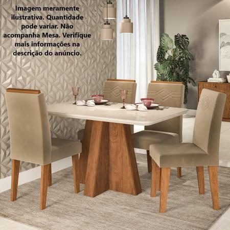 Imagem de Kit Conjunto 2 Cadeiras Sala de Jantar Tais com Moldura em MDF Assento Estofado Cimol Cinza Bege