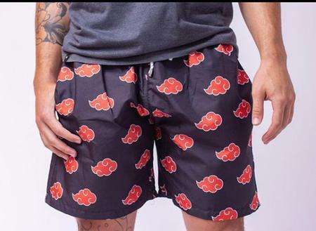 Kit Short Casal Naruto Akatsuki Nuvens Combinando Conjunto