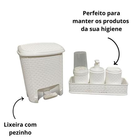 Imagem de Kit Conjunto Acessório Banheiro Lixo Porta Sabonete E Escova com 5 Peças