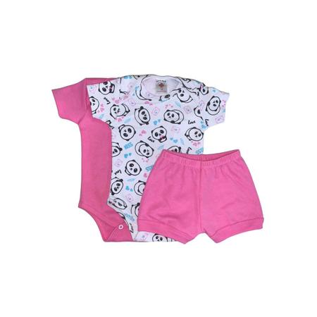 Conjunto Manga Curta Bebê 2 pçs Rosa Sorvetinho