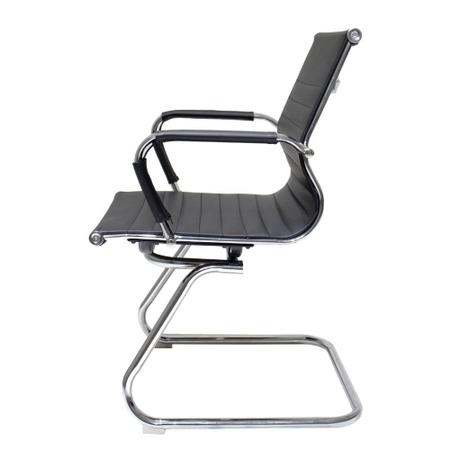 Imagem de Kit Conjunto Cadeira de Escritório Presidente Eames + 2 Cadeiras Interlocutor Fixas Preta