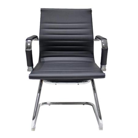 Imagem de Kit Conjunto Cadeira de Escritório Presidente Eames + 2 Cadeiras Interlocutor Fixas Preta