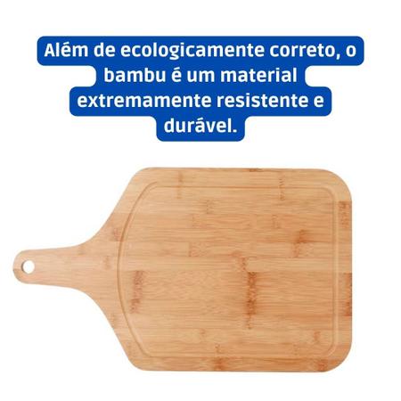 Imagem de Kit conjunto churrasco tabua faca garfo 3 peças bamboo mor