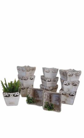 Imagem de Kit conjunto com 12 vasinhos médios  em mdf decoração flor