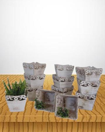 Imagem de Kit conjunto com 12 vasinhos médios  em mdf decoração flor