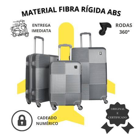 Kit Conjunto 3 Malas Viagem Fibra Rígida 360°promoção!!!