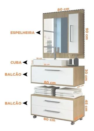 Imagem de Kit Conjunto de Banheiro Completo Grécia Balcão painel e cuba