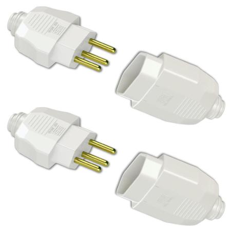 Imagem de Kit Conjunto Fêmea + Macho 2P+T 10A 250Vca Branco