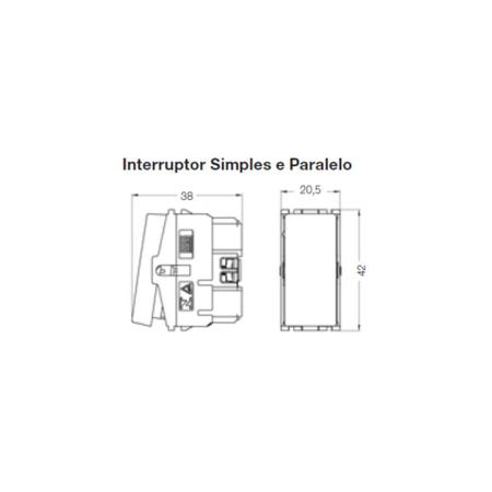 Imagem de Kit Conjunto Interruptor 4x2  2 Teclas Simples 10A 250V